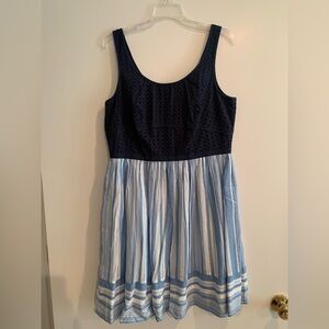 Navy Eyelet Top Blue & White Striped Sundress - Loft